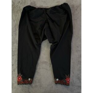 Harem Pants Womens Large Black With Embroidered Rosses